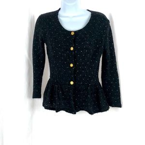 Monteau button front peplum cardigan sweater S